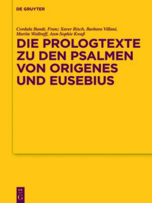 cover image of Die Prologtexte zu den Psalmen von Origenes und Eusebius